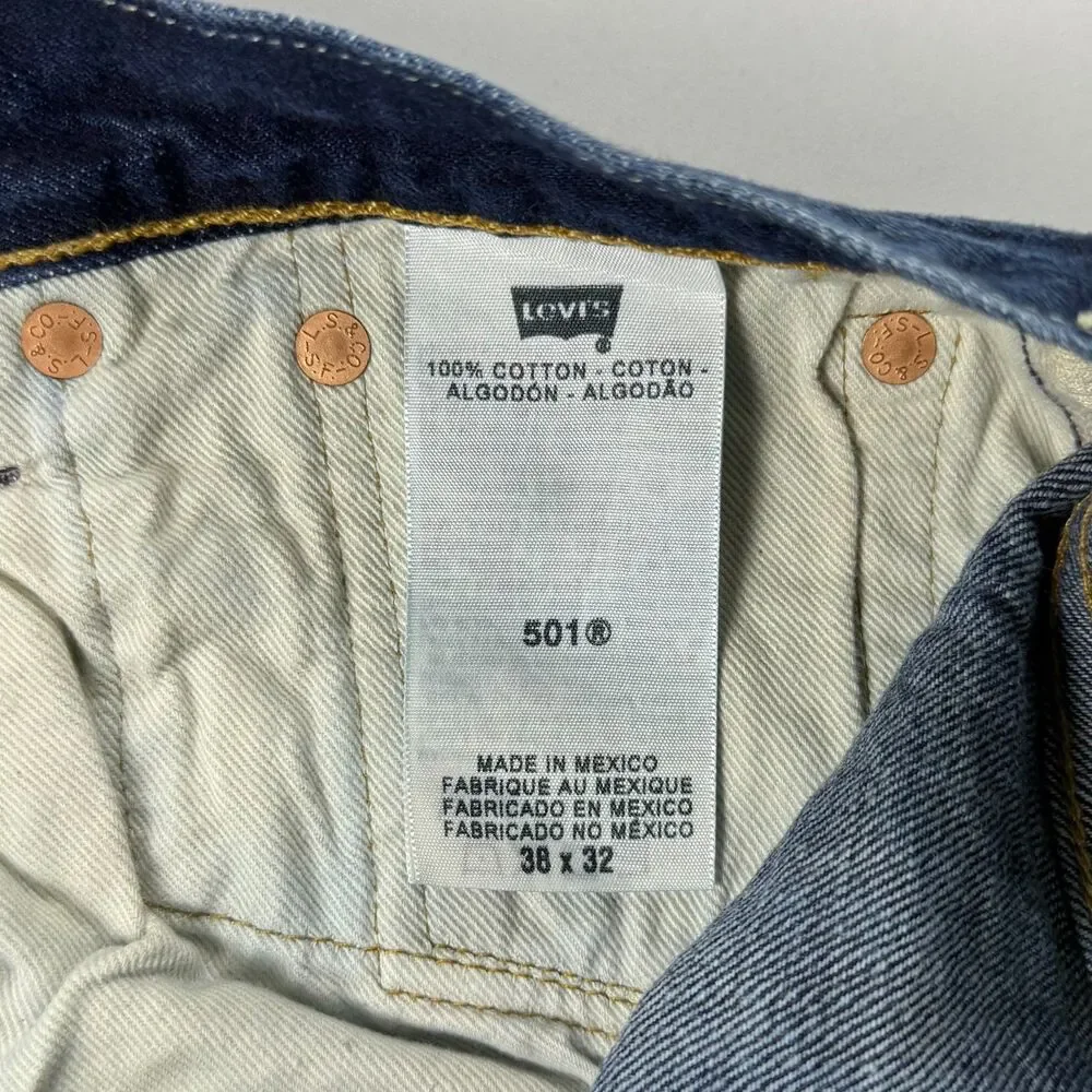 Levi’s 501 Straight Leg Jeans Dark Wash Button Fly 38x32